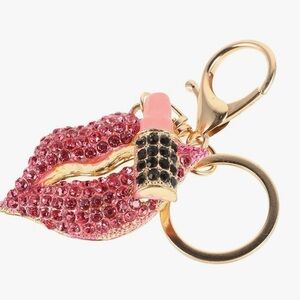 Glamorous Pink lipstick Keychain Purse Charm for Handbag Zinc Alloy NEW!